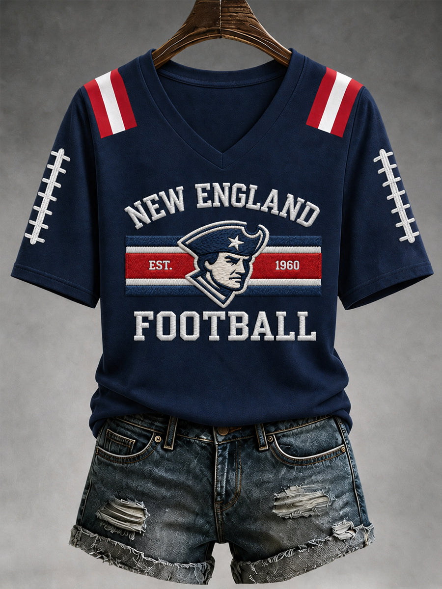 Women's Football Gameday Gift For Football Fans Casual V-Neck Tee