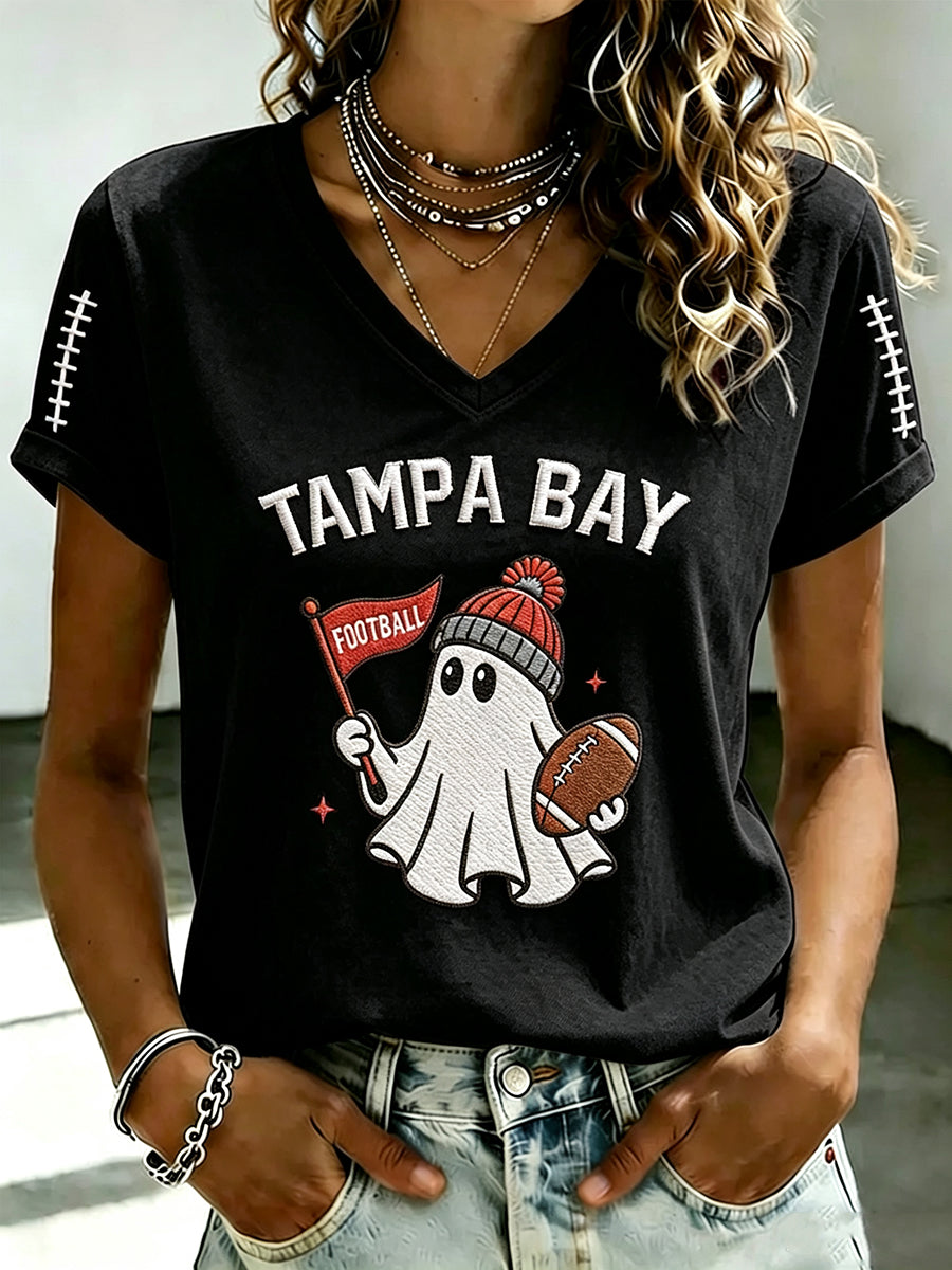 Women's Football Fan Print short-sleeved T-shirt