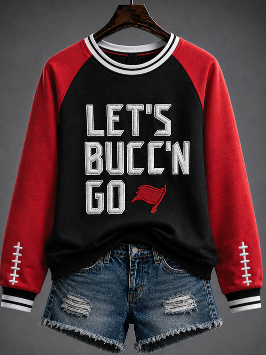 Women's Football Fan Print Raglan Sleeve Sweatshirt