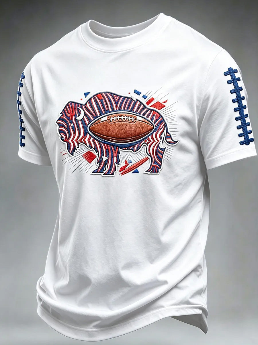 Men's Football Lover Buffalo Print Casual Tee