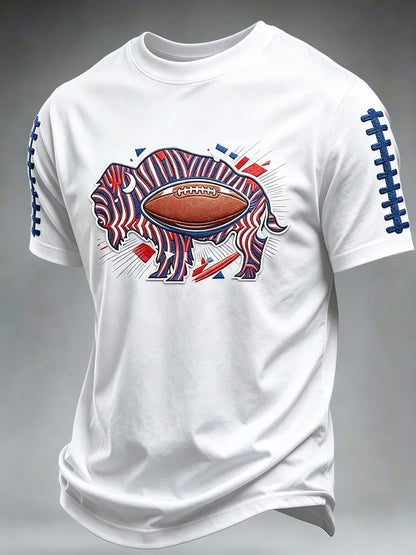 Men's Football Lover Buffalo Print Casual Tee