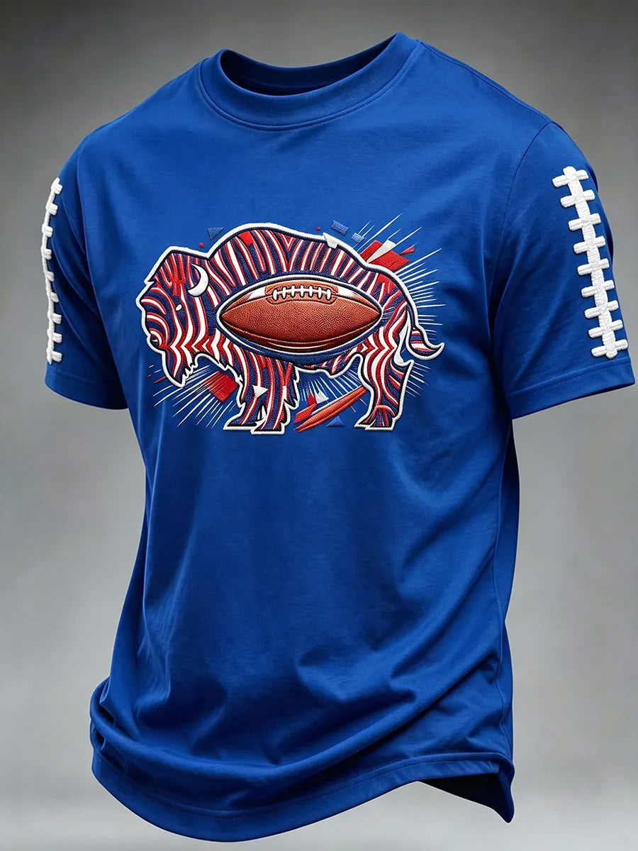 Men's Football Lover Buffalo Print Casual Tee