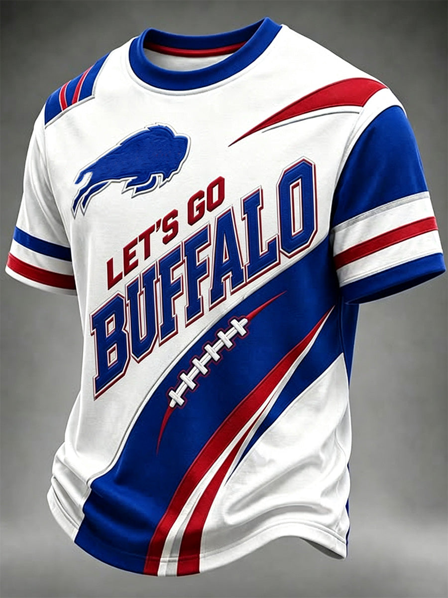 Men's Football Lover Buffalo Print Casual Tee