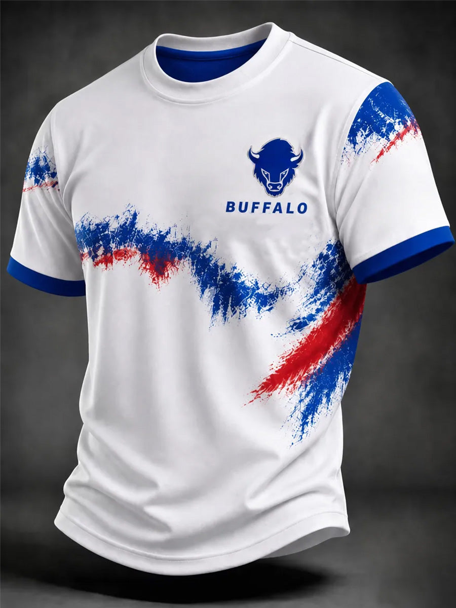 Men's Football Lover Buffalo Print Casual Tee