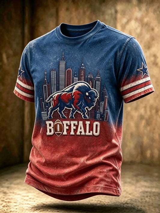 Men's Football Lover Buffalo Print Casual Tee