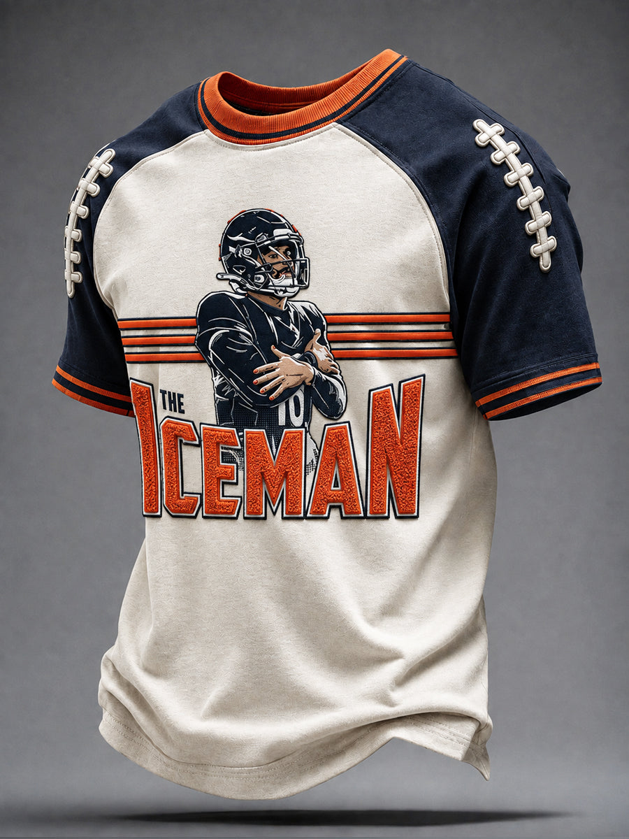 Men's Chicago Football Lover Bear Art Printed T-shirt