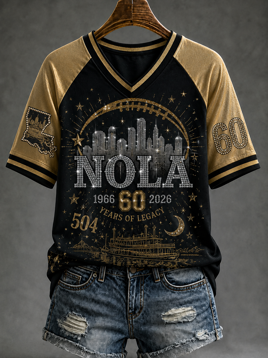 Women's New Orleans Saints V-Neck Short-Sleeved T-Shirt