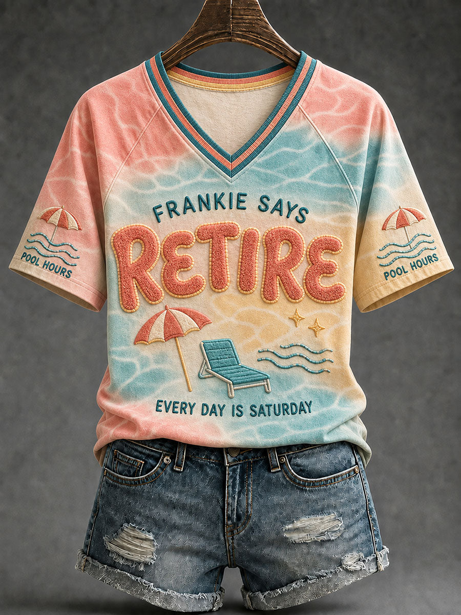 Women's "Frankie says retire" V-neck T-shirts