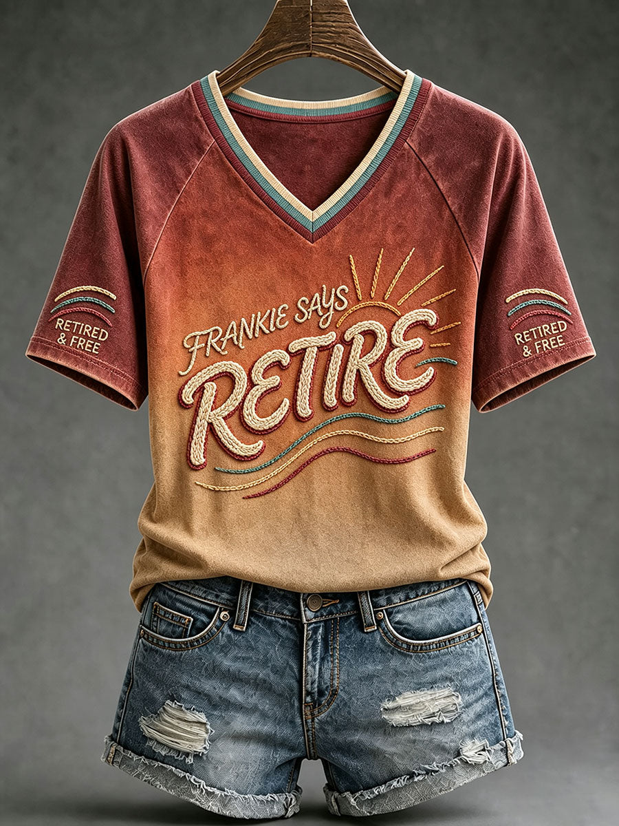 Women's "Frankie says retire" V-neck T-shirts