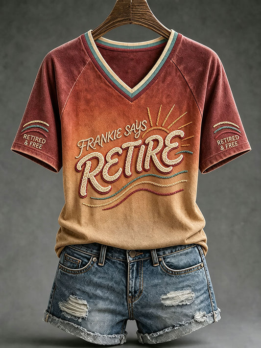Women's "Frankie says retire" V-neck T-shirts