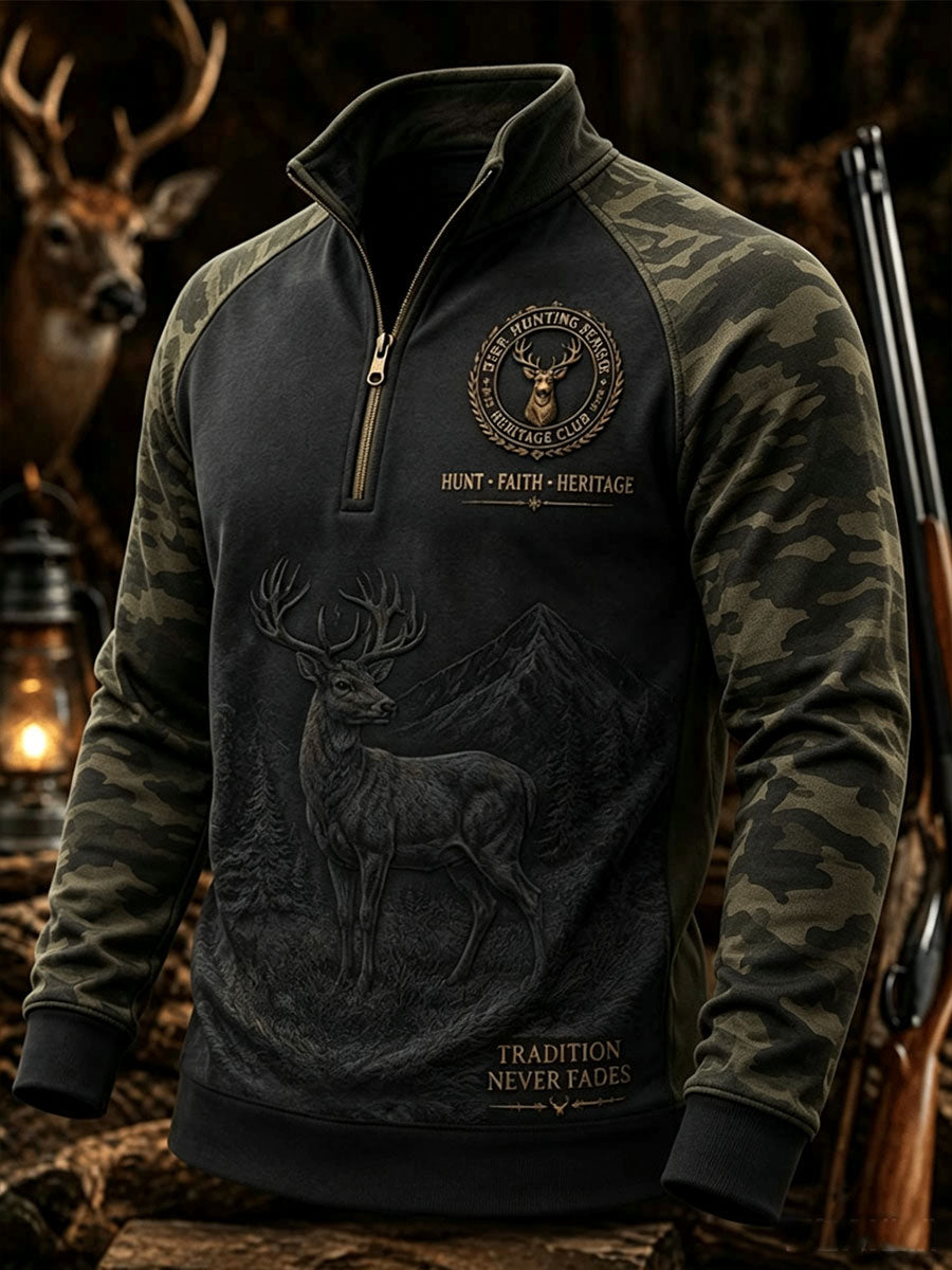 Men's Vintage Traditional Reindeer Pattern Western Sweatshirt