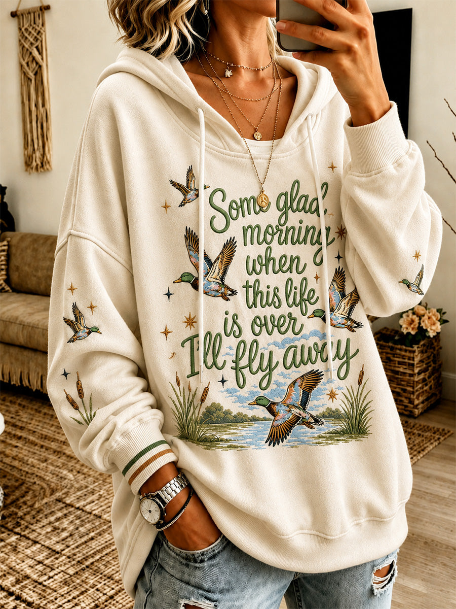 Women's Some Glag Morning When This Life Is Over I'll Fly Away Print Casual Sweatshirt