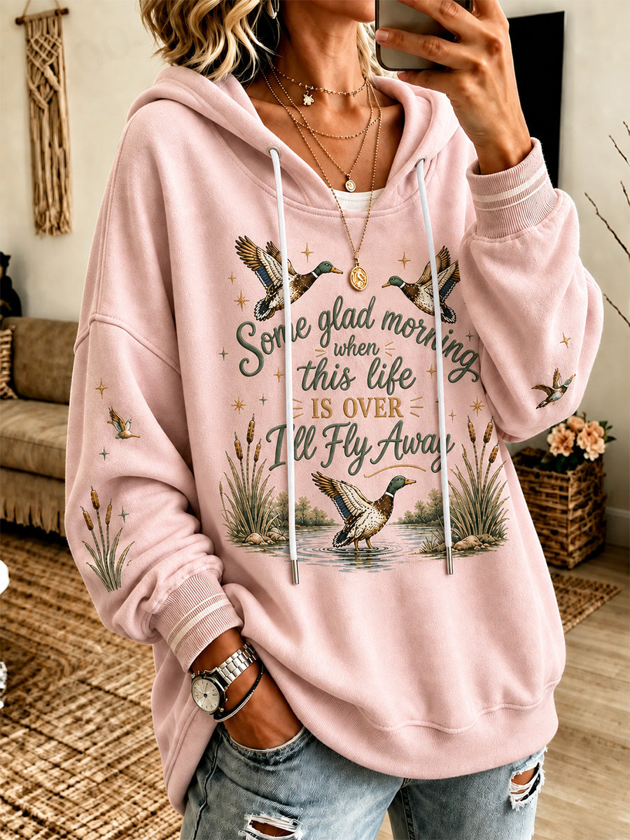 Women's Some Glag Morning When This Life Is Over I'll Fly Away Print Casual Sweatshirt