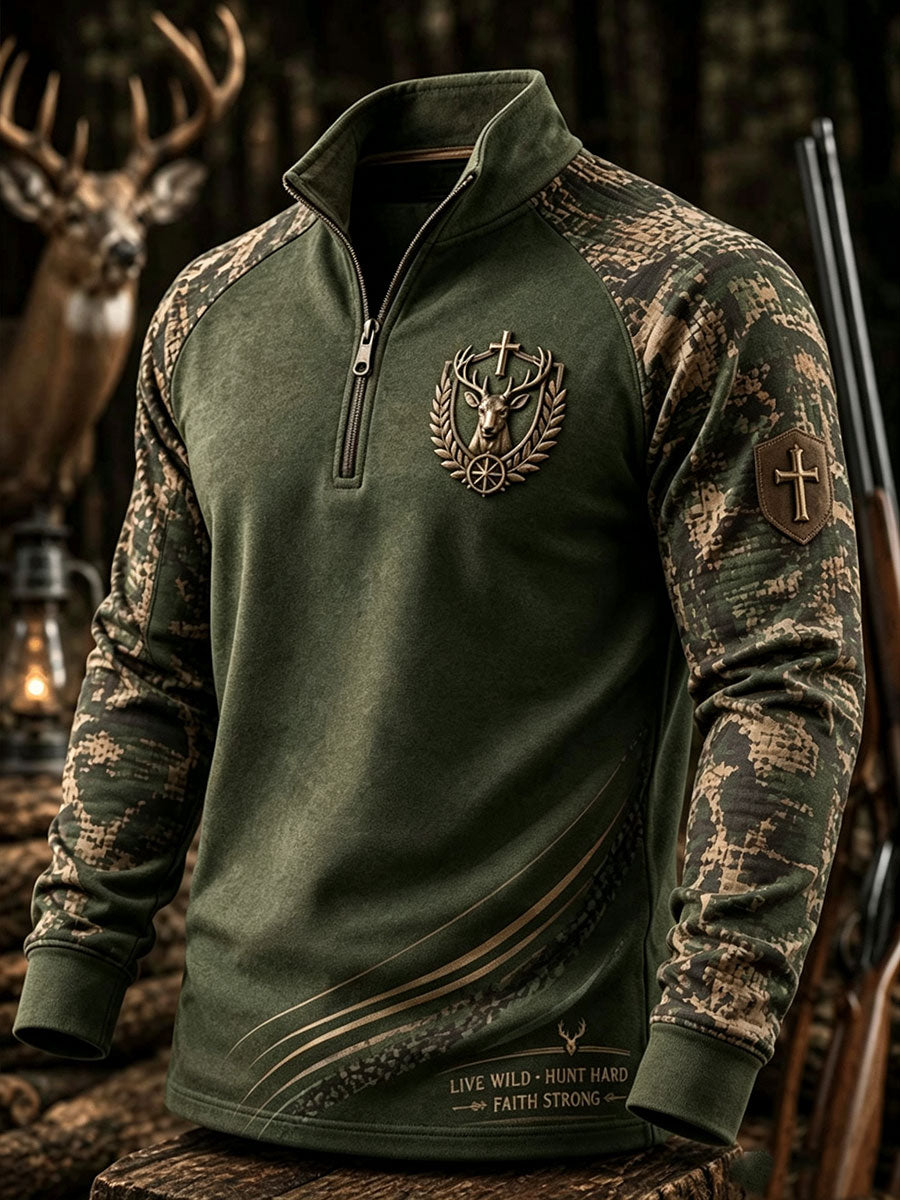Men's Vintage Traditional Reindeer Pattern Western Sweatshirt