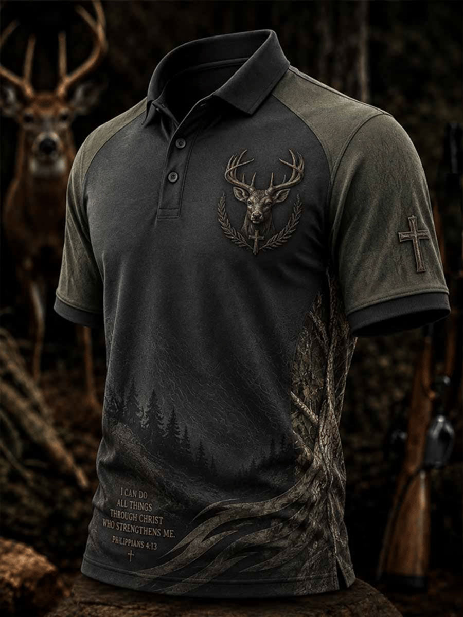 Men's Vintage Traditional Reindeer Pattern Western Shirt