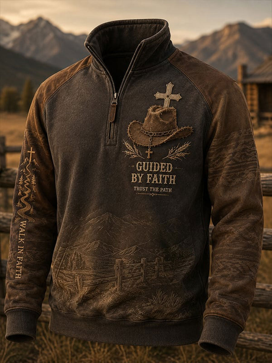 Men's  Vintage Western Zip-Up Hoodie