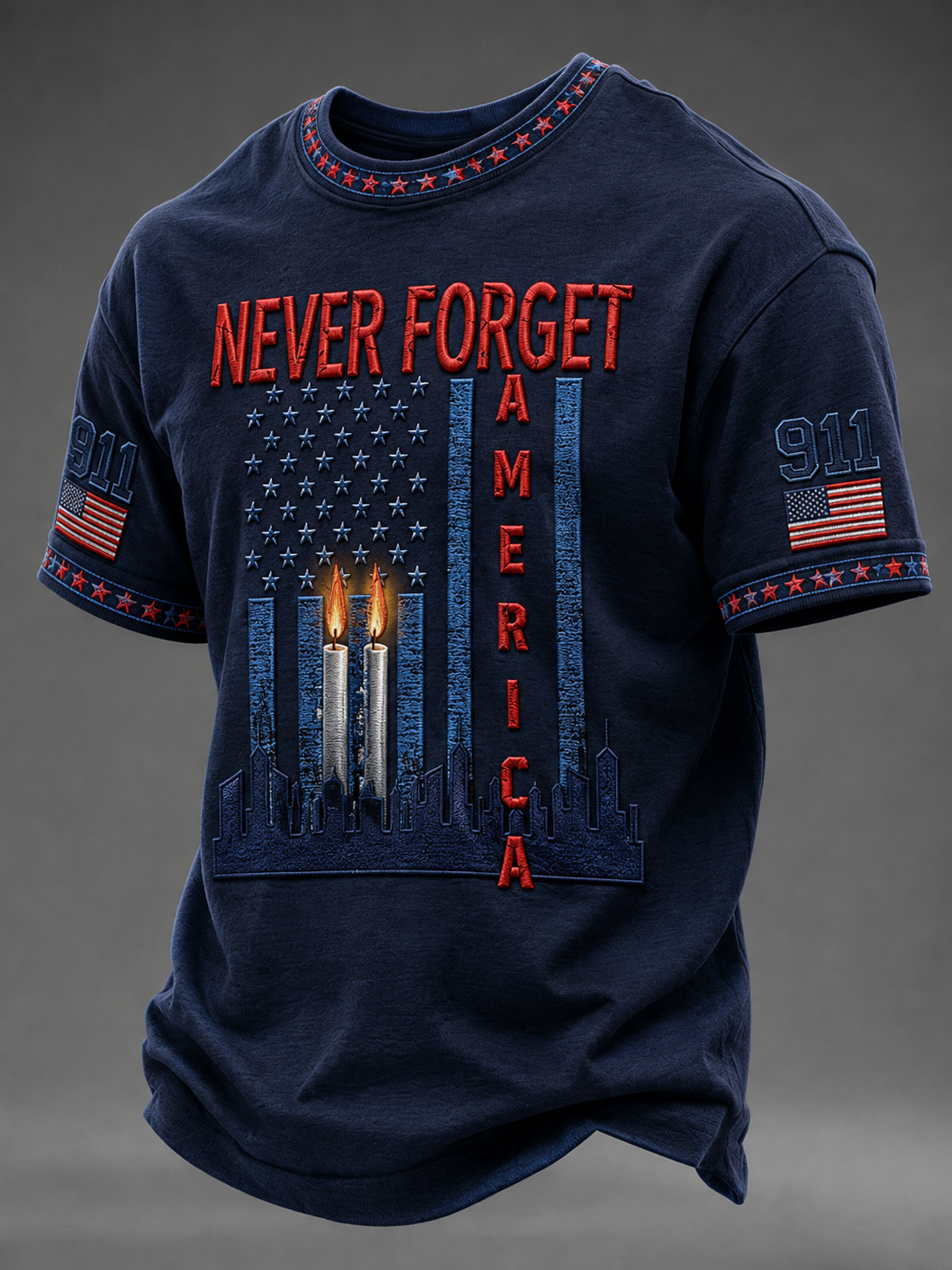 Men's WE WILL NEVER FORGET 2001/25TH/2026 God Bless America t-shirt