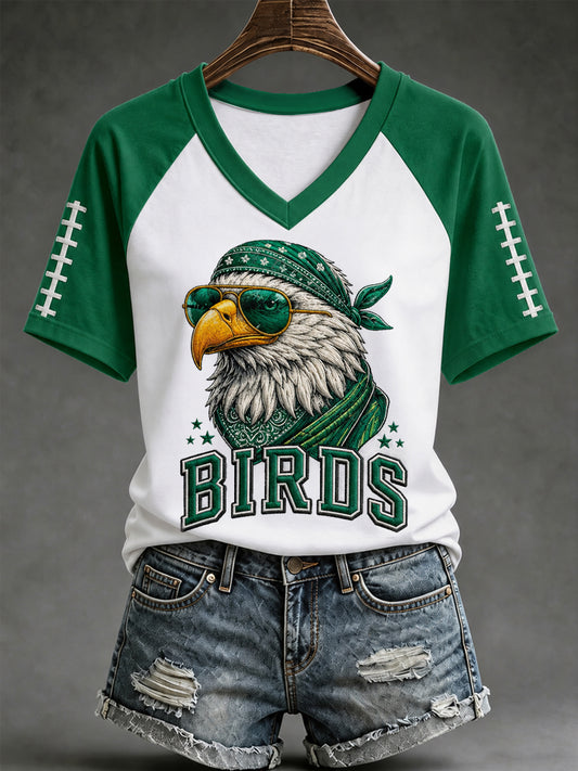 Women's Football Gameday Gift For Football Fans Casual V-Neck Tee