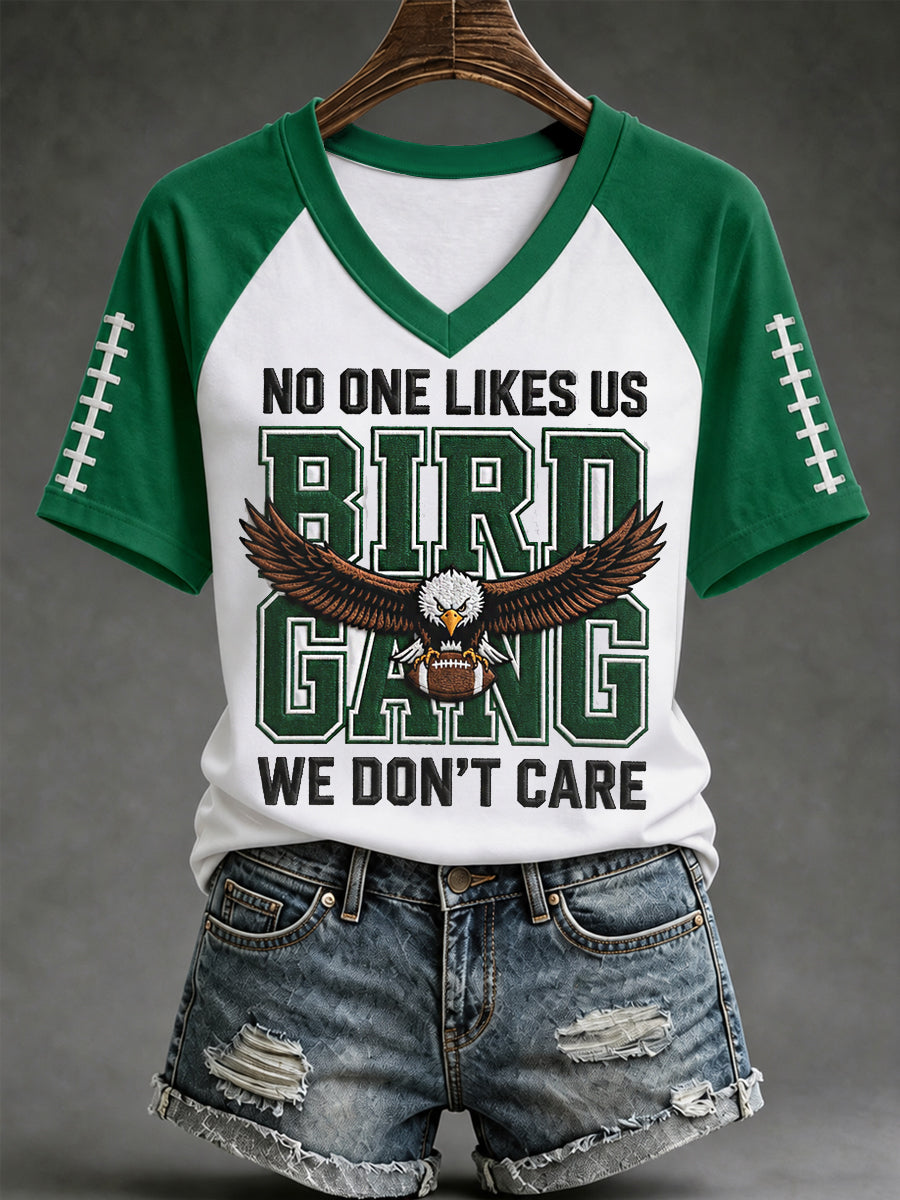 Women's Bird Gang Football Gameday Gift For Football Fans Casual V-Neck Tee