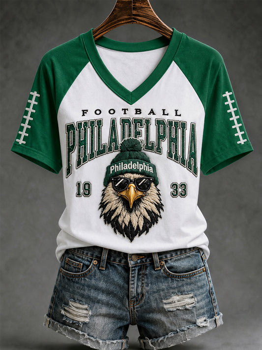 Women's Football Gameday Gift For Football Fans Casual V-Neck Tee