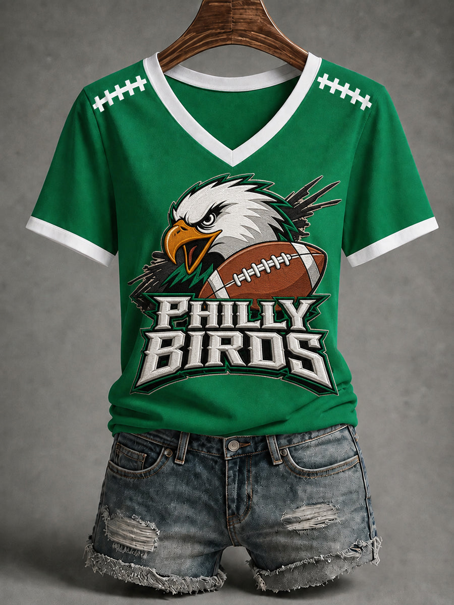 Women's Football Gameday Gift For Football Fans Casual V-Neck Tee