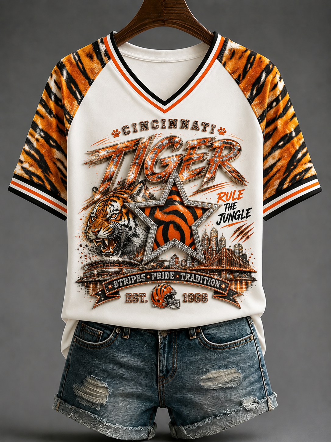 Women's Football V-neck Off-shoulder Short-sleeved T-shirt