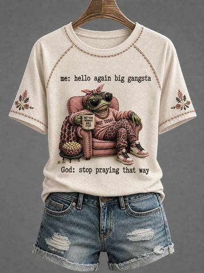 Women's 'Stop Praying That Way' Printed Casual T-Shirt