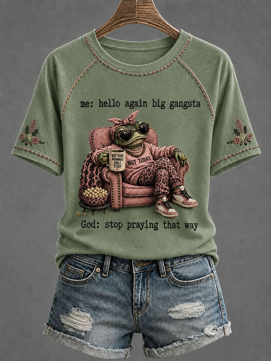 Women's 'Stop Praying That Way' Printed Casual T-Shirt