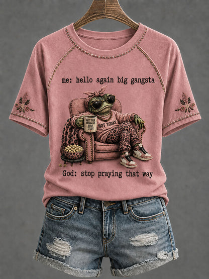 Women's 'Stop Praying That Way' Printed Casual T-Shirt