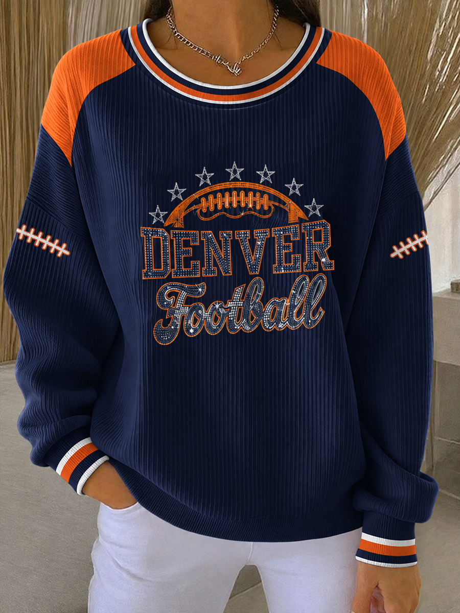 Women's Football Fans Gameday Ribbed Round-Neck Sweatshirt