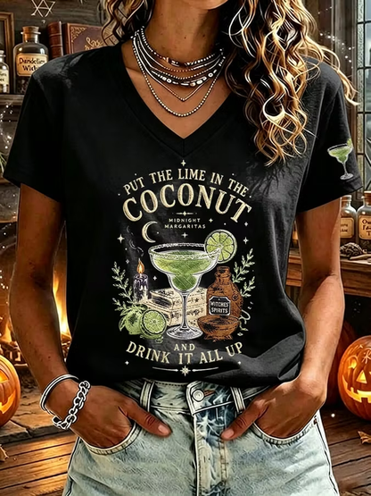 Women's Halloween print short-sleeved T-shirt