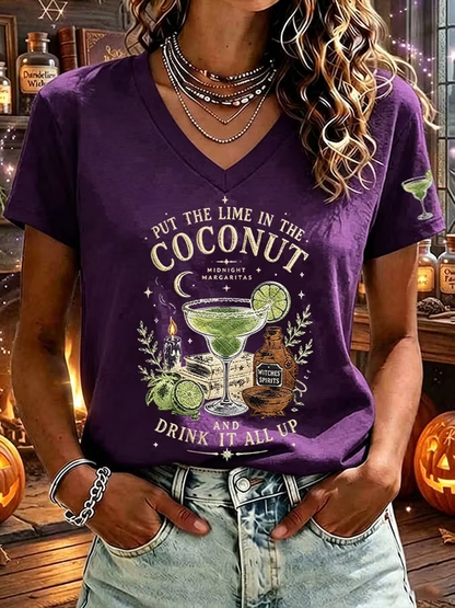 Women's Halloween print short-sleeved T-shirt
