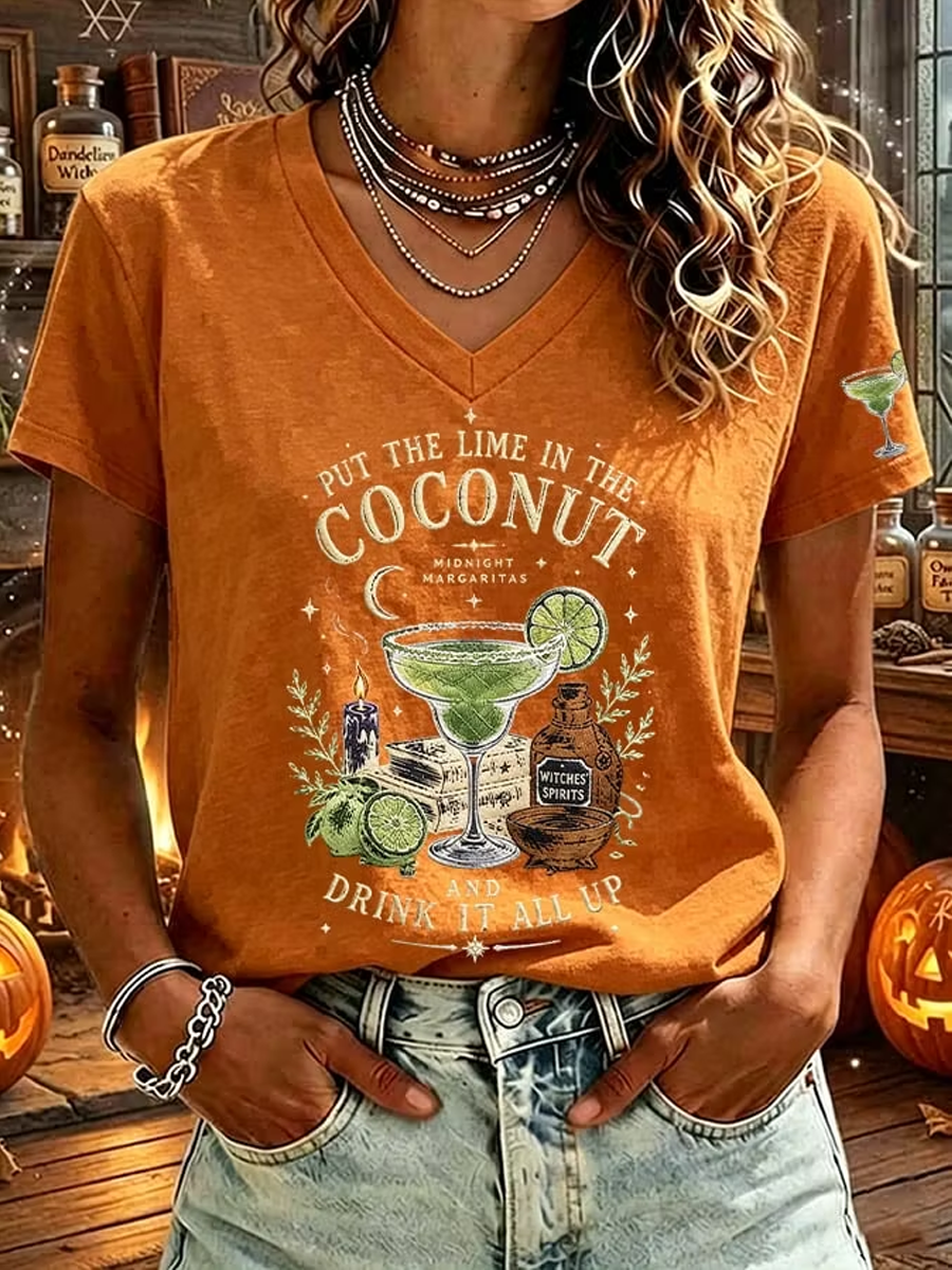 Women's Halloween print short-sleeved T-shirt