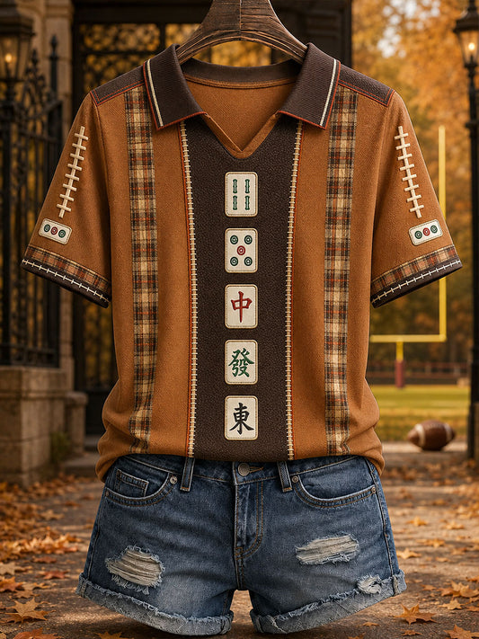 Women's Autumn Rugby Mahjong Tops