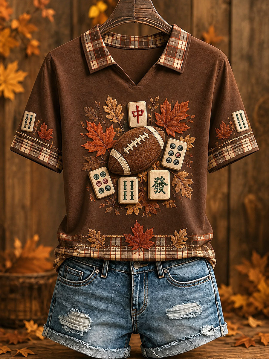 Women's Autumn Rugby Mahjong Tops