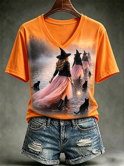 Women's Halloween Witch Short-sleeved T-shirt