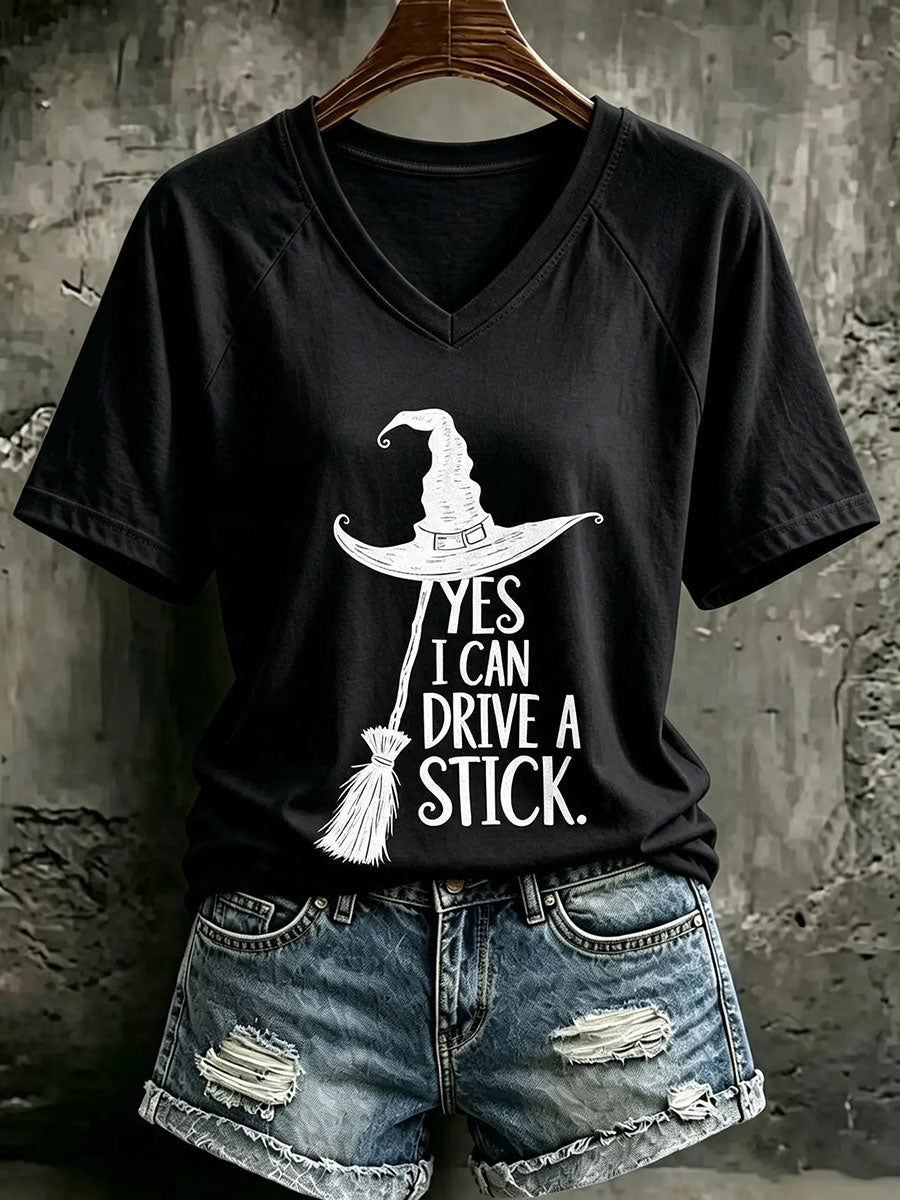 Women's Yes I Can Drive A Stick V-neck T-shirt