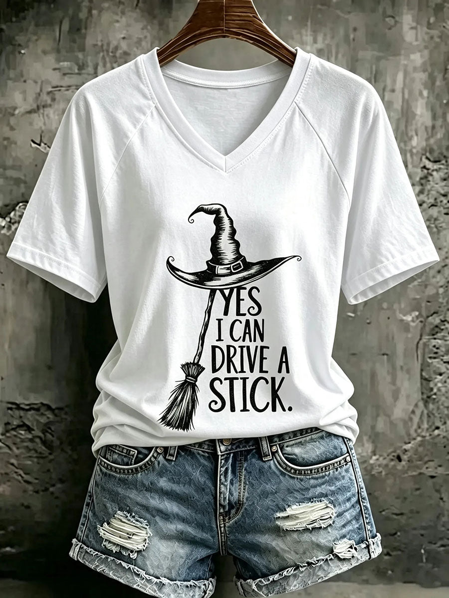 Women's Yes I Can Drive A Stick V-neck T-shirt