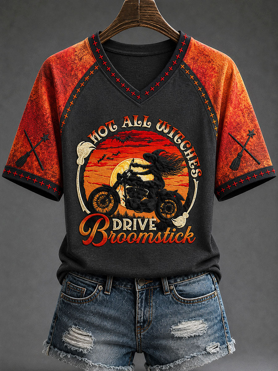 Women's "not all witches dive broomstick" Halloween Witch Fun Casual T-shirt