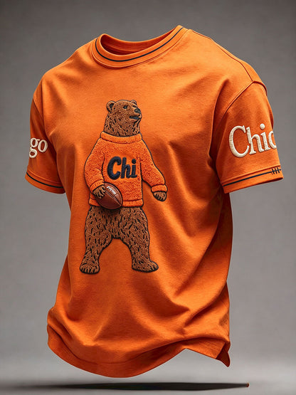 Men's Chicago Football Lover Bears Art Printed T-shirt