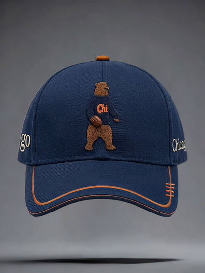 Unisex Chicago Football Lover Bear Art Printed Hat