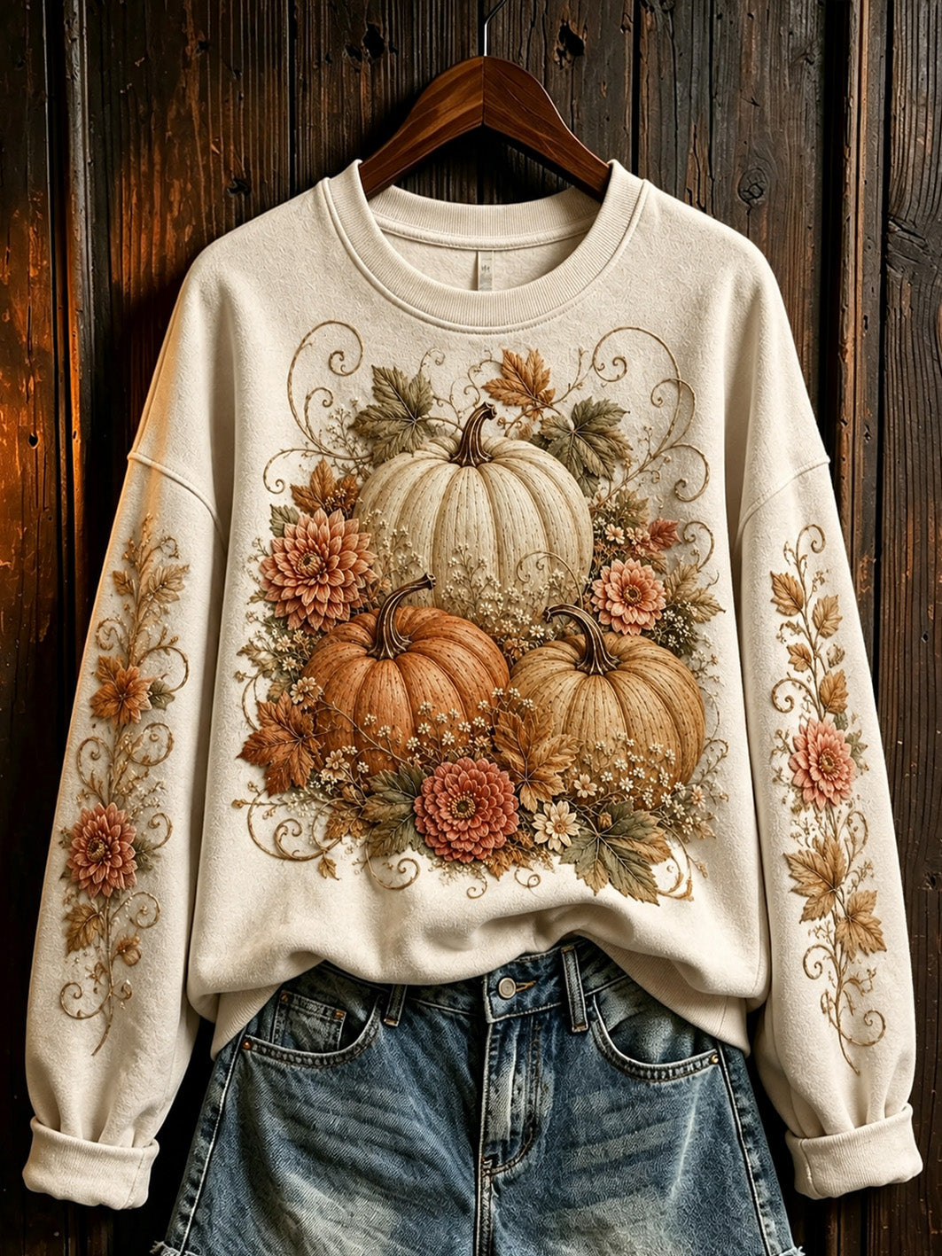 Women's Autumn Pumpkin Pattern Casual Sweatshirt