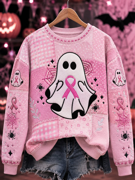 Women's Halloween Breast Cancer Print Sweatshirt