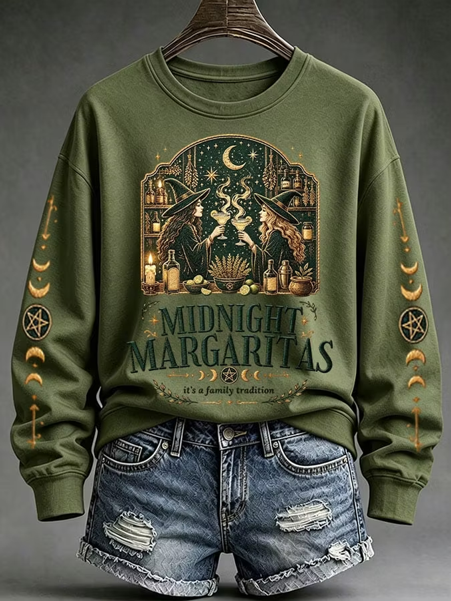 Women's Halloween witch print Regular Sweatshirt