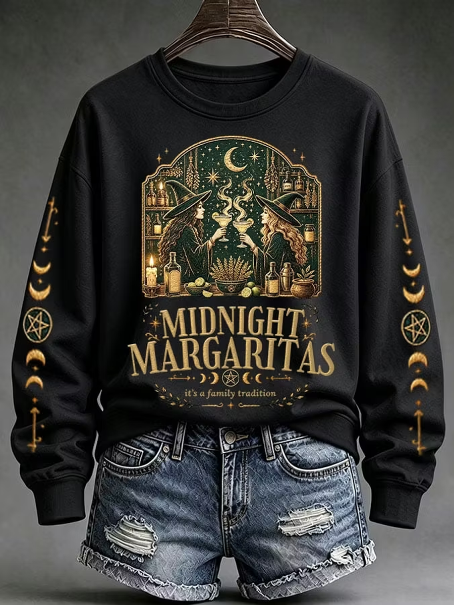 Women's Halloween witch print Regular Sweatshirt