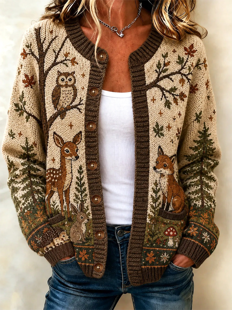 Women's Cozy Season Printed Casual Cardigan