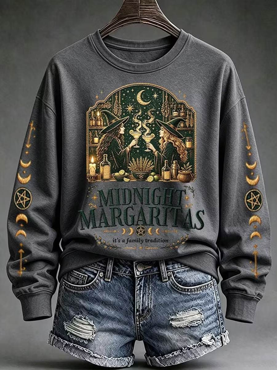 Women's Halloween witch print Regular Sweatshirt