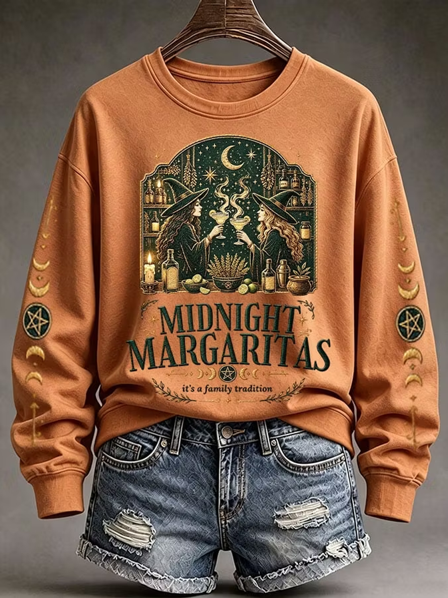 Women's Halloween witch print Regular Sweatshirt