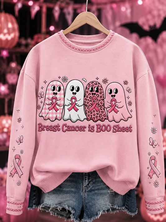 Women's “Breast Cancer is BOO Sheet” Print Sweatshirt