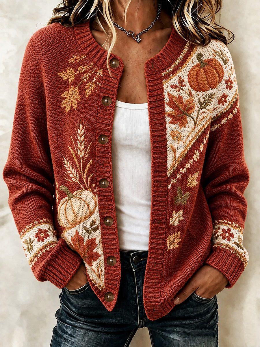 Women's Cozy Season Printed Casual Cardigan